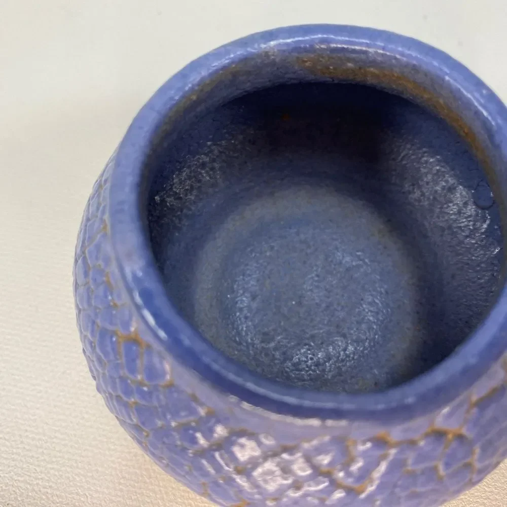 Lot of 3 Small Pottery Vases, 2 Blue VTG '73 , 1 Brown Pier One, Textured 2